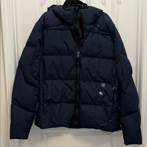 Ralph Lauren Blue Label Dark Blue Puffer Jacket with removable hood.